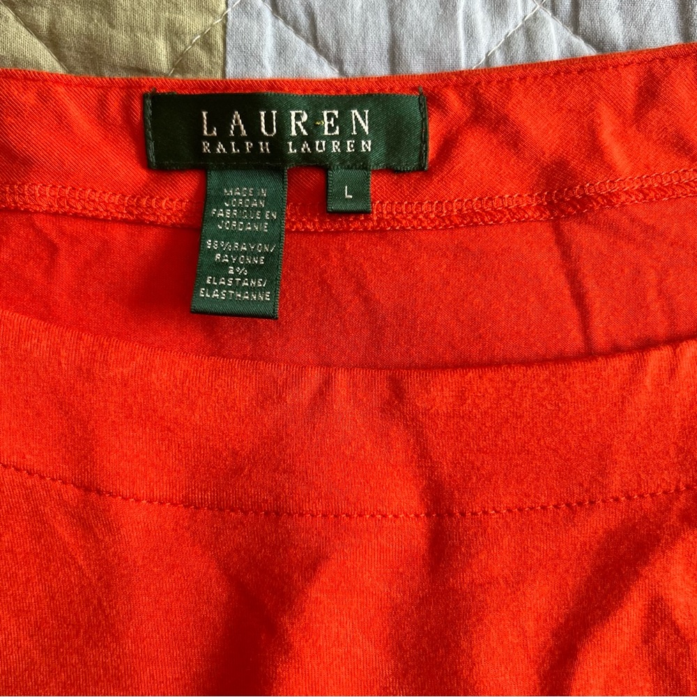 Ralph Lauren Bright Orange Long Sleeve Boatneck Blouse - Picture 5 of 5